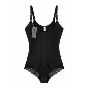 YIANNA Womens Shapewear Bodysuit Black Firm Control Zipper Lace Trim Size XL NEW